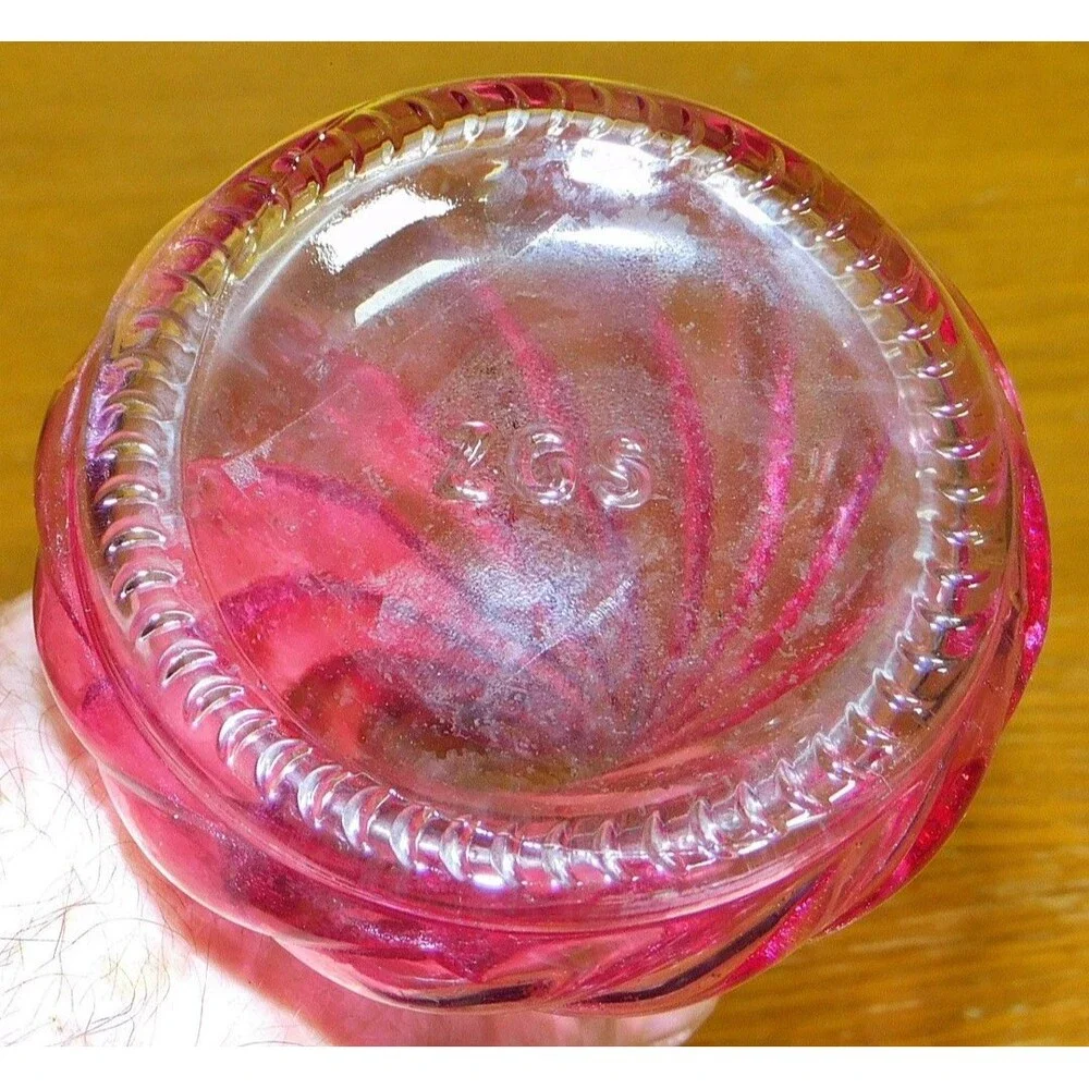 ZGS Cranberry Glass Twisted Swirl Bud Vase